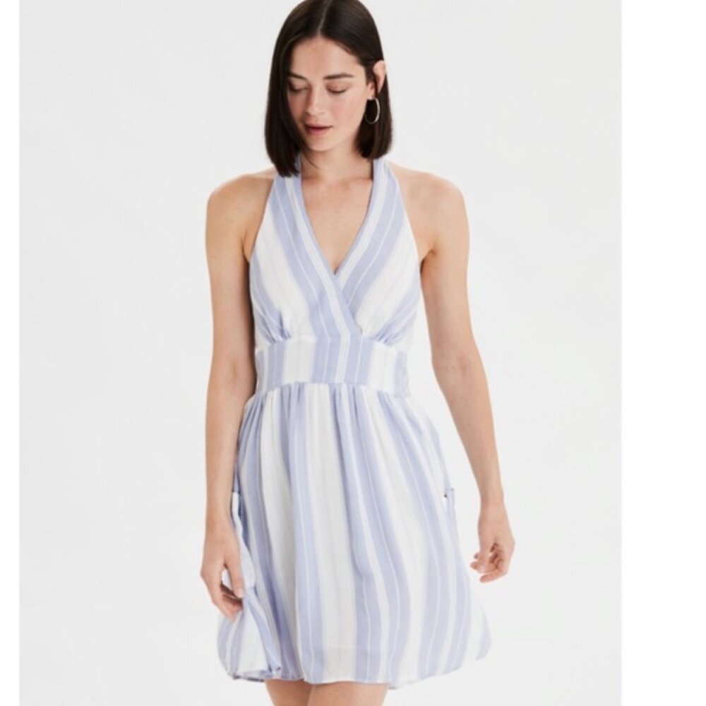 NWOT American Eagle Striped Halter Neck Dress